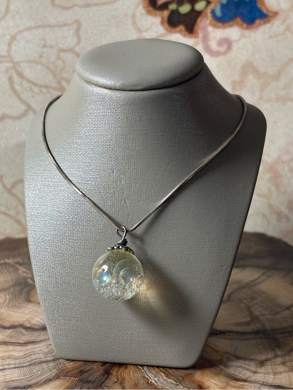 Handmade Iridescent Fairy Bubble Glass Orb Pendant